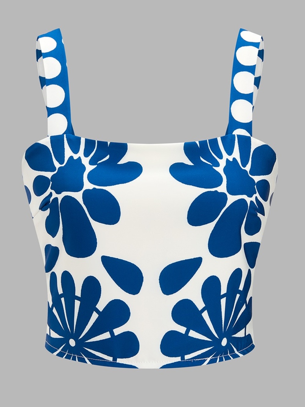 Commense White Maxi Skirt and Crop Top Set with Blue Floral Print - Picture 9 of 12